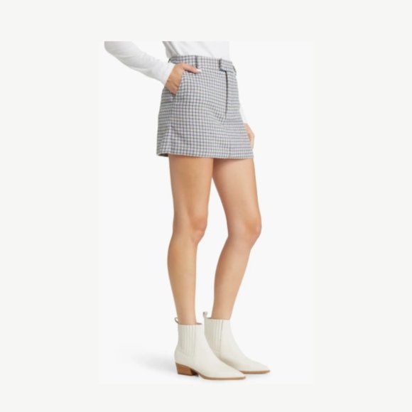 Rails Prim Mini Skirt Lilac Navy Gingham Check Print Front Zip Size 4 - Picture 3 of 12